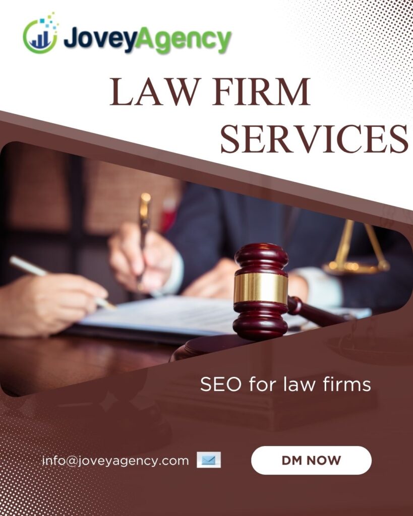 Law firm SEO services concept showing attorneys reviewing documents — Jovey Agency helping law firms attract clients through SEO.